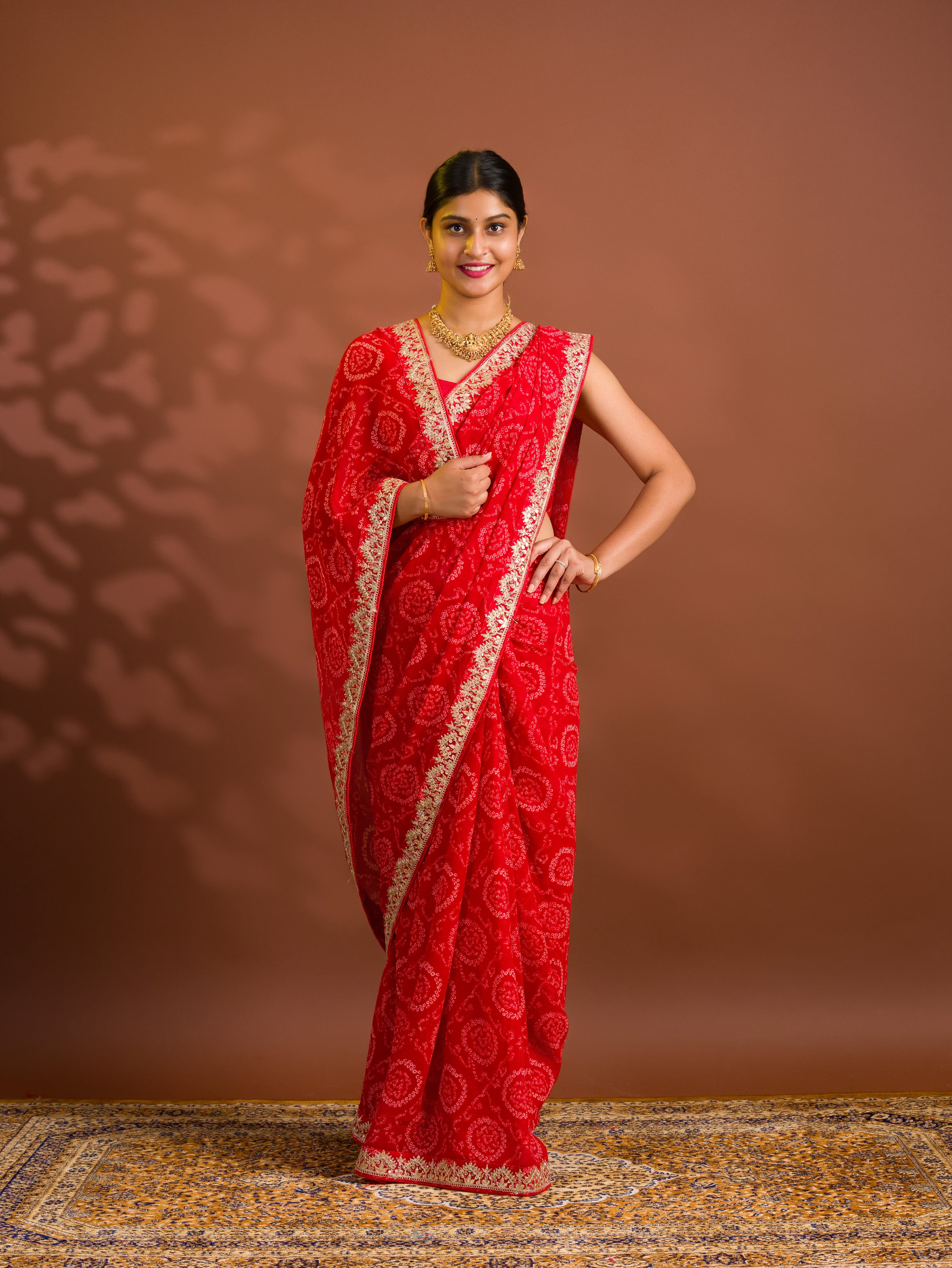 By Bandhani Saree With Casual Wear