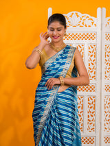 By Leheriya Saree With Gotapatti Work 