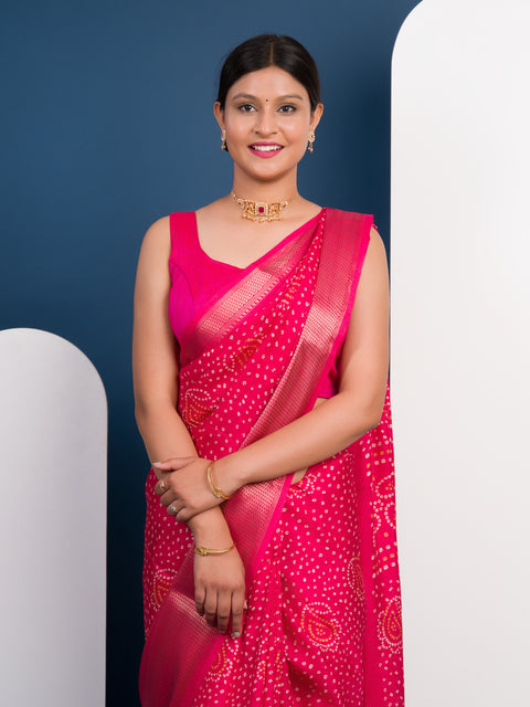  Cotton silk Ajrakh style With Ajrakh HandPrint Work Saree under 1000