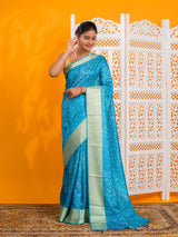  Silk Bandhani Style With Zari border Saree 