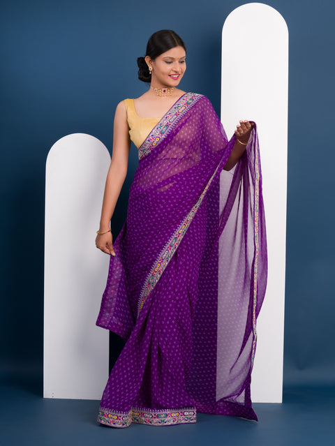 KcPc New launch Gorgette Bandhani With Gotapatti Work Saree BHA