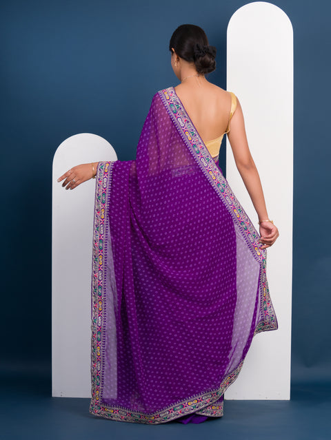 KcPc New launch Gorgette Bandhani With Gotapatti Work Saree BHA