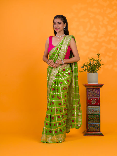 KcPc New Lightweight Casual Georgette Saree in Bandhani Style CHAND