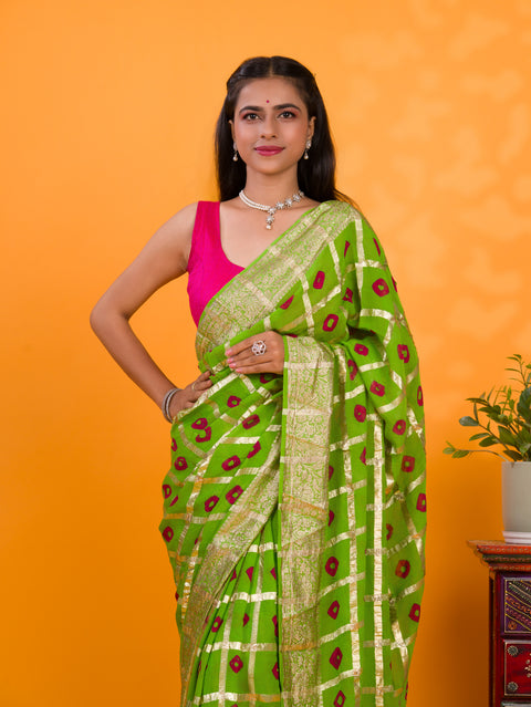 KcPc New Lightweight Casual Georgette Saree in Bandhani Style CHAND