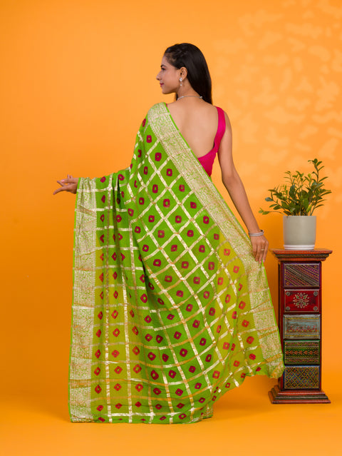 KcPc New Lightweight Casual Georgette Saree in Bandhani Style CHAND