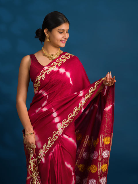 By Bandhani Saree with Gotapatti Work 