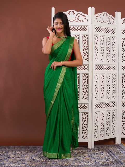 KcPc New arrival Pure Ojariya Chinon Beautiful Zari border Pallu saree MAHA