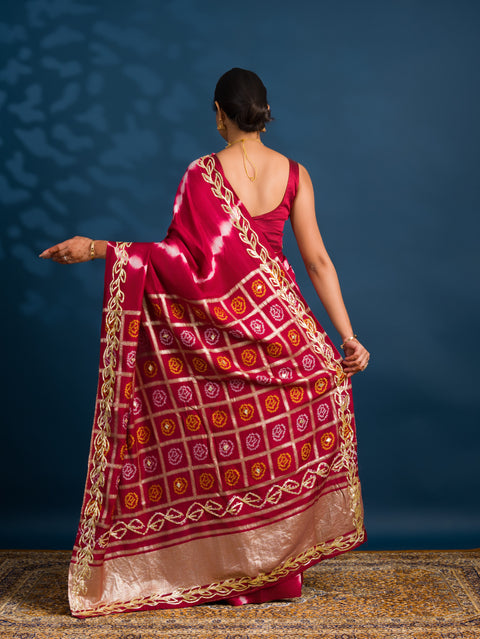 By Bandhani Saree with Gotapatti Work 