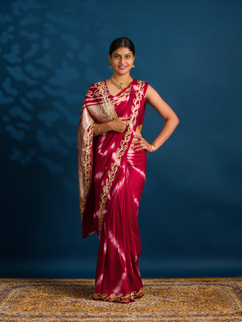 By Bandhani Saree with Gotapatti Work 