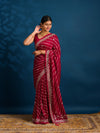 By New Beautiful Leheriya Style With Embroidery Work Saree