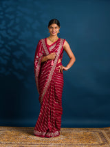 By New Beautiful Leheriya Style With Embroidery Work Saree