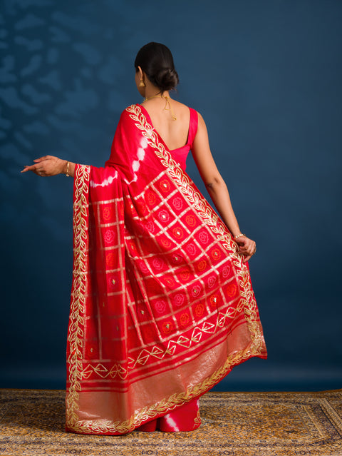 By Bandhani Saree with Gotapatti Work 