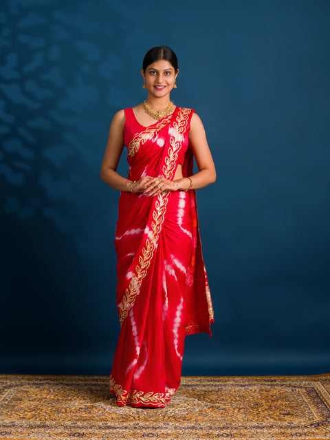 By Bandhani Saree with Gotapatti Work 