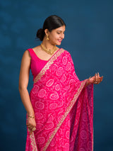 By Bandhani Saree With Casual Wear