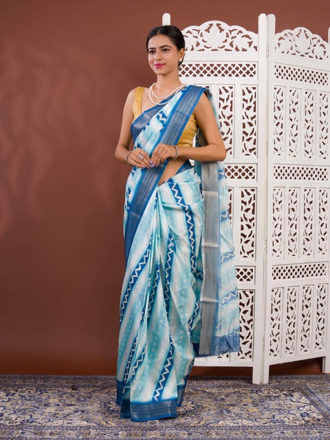KcPc Arrival Cotton silk Printed Style With Zari Border Saree GAN
