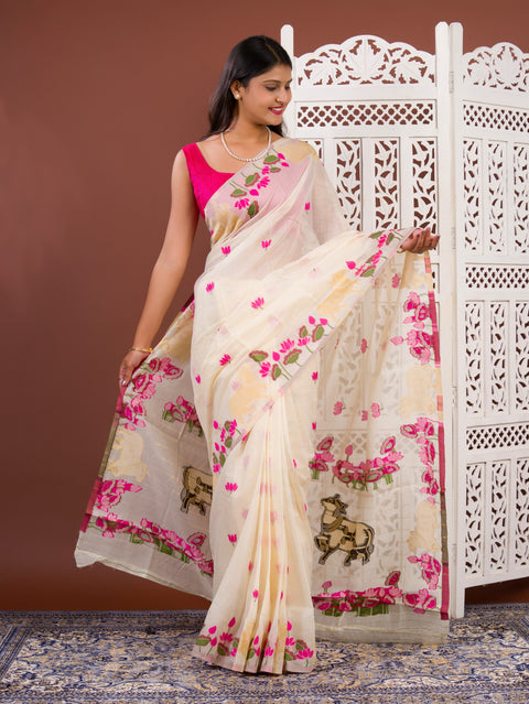 By Kalamkari Cotton Silk Saree with Party Wear Saree