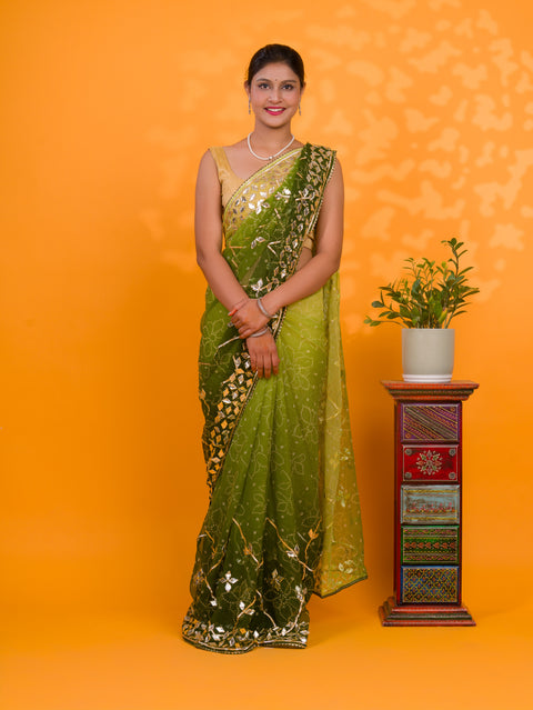 KcPc New Spiceal Chiffon Bandhani Style With Gotapatti Work Saree MHS