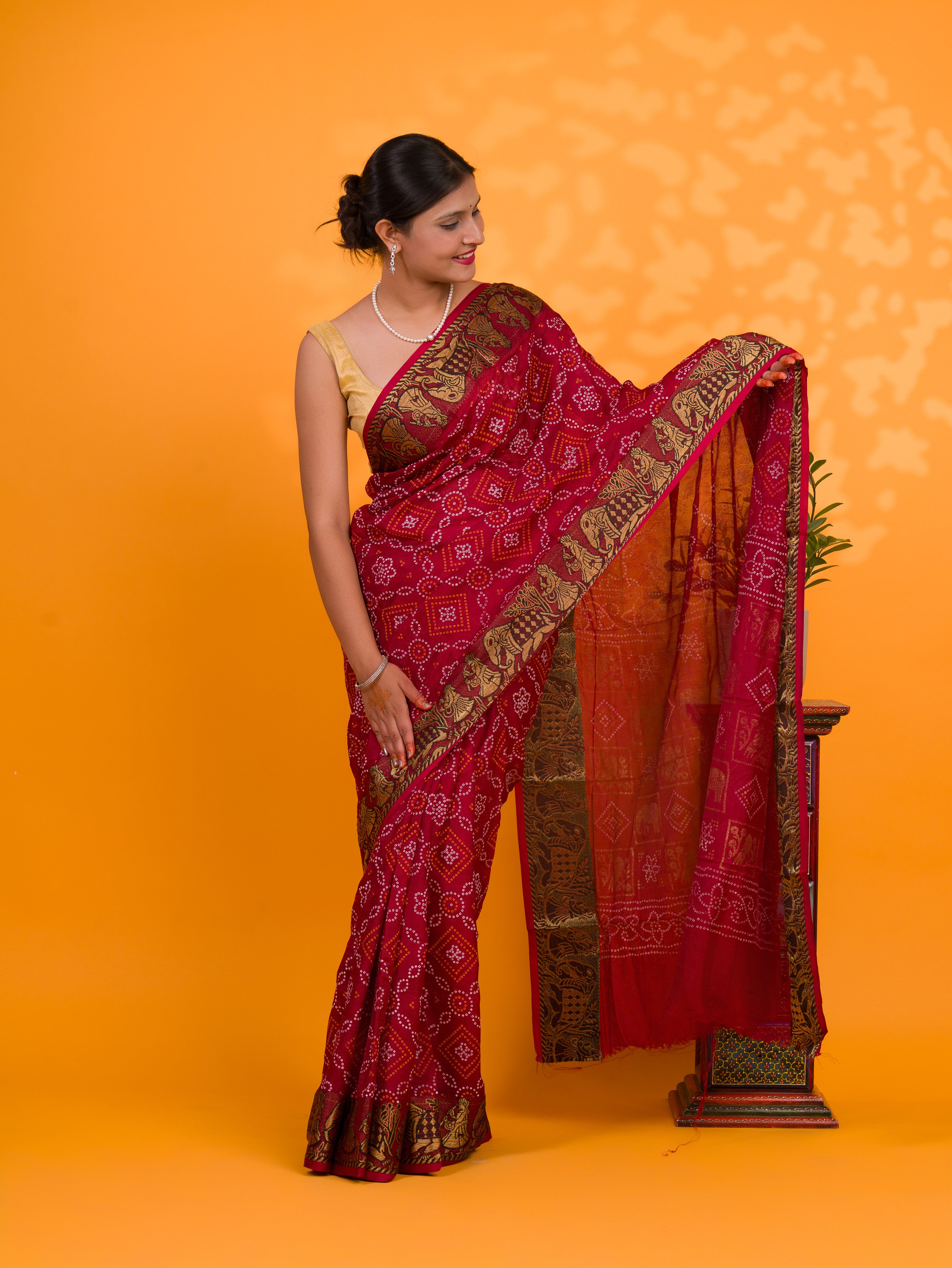 By Bandhani Saree With Wedding Wear