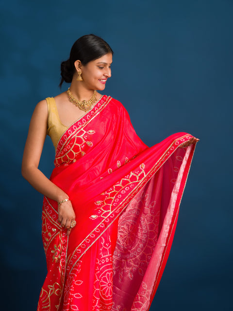 By Gaji Bandhani Saree With Wedding  Wear