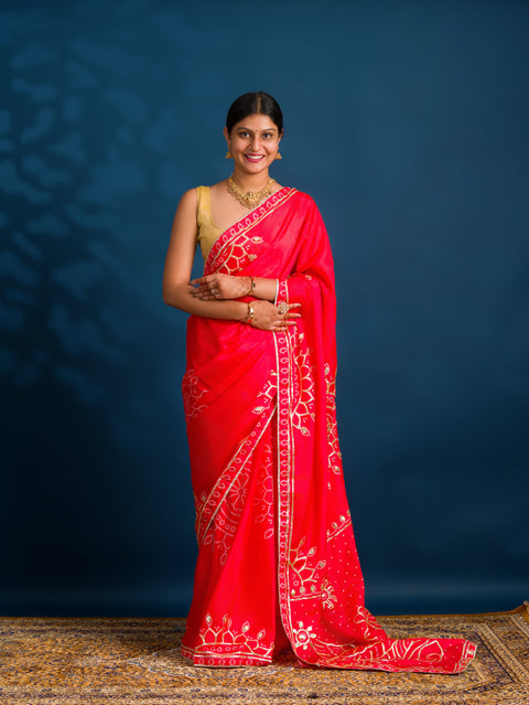By Gaji Bandhani Saree With Wedding  Wear