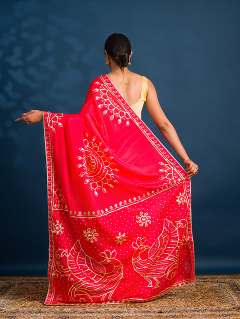 By Gaji Bandhani Saree With Wedding  Wear