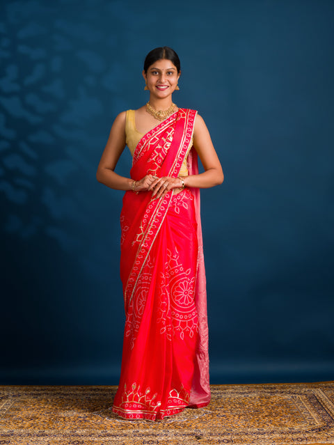 By Gaji Bandhani Saree With Wedding  Wear