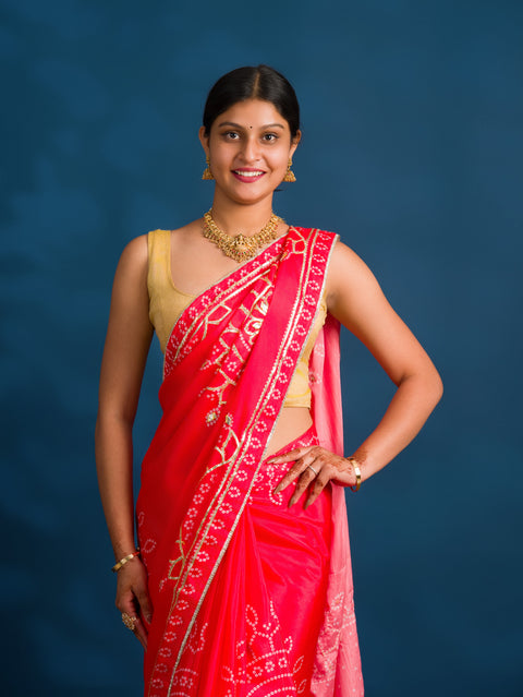 By Gaji Bandhani Saree With Wedding  Wear