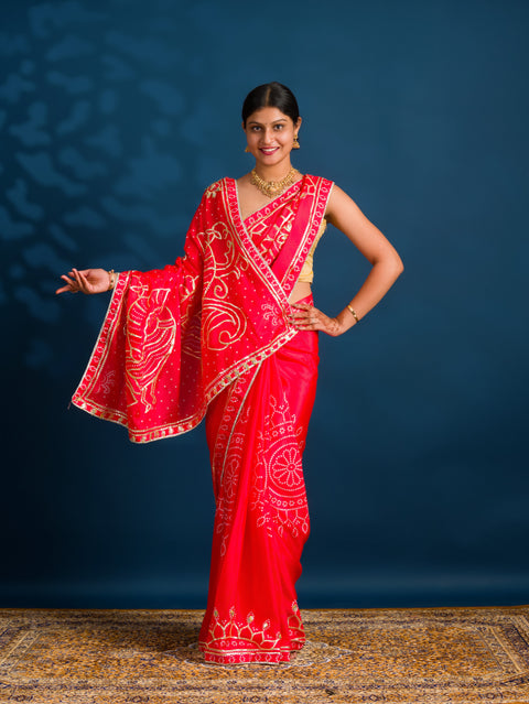 By Gaji Bandhani Saree With Wedding  Wear
