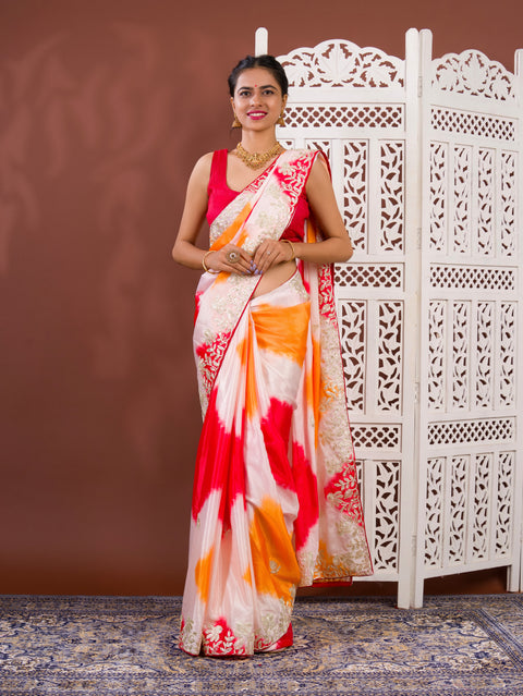 By Faag Saree With Gotapatti Work 