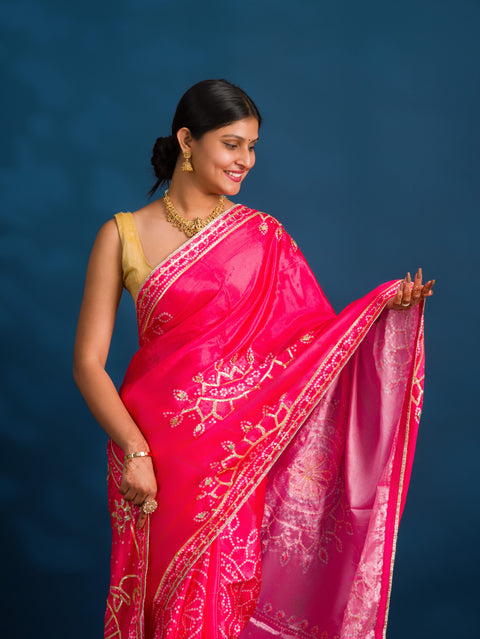 By Gaji Bandhani Saree With Wedding  Wear