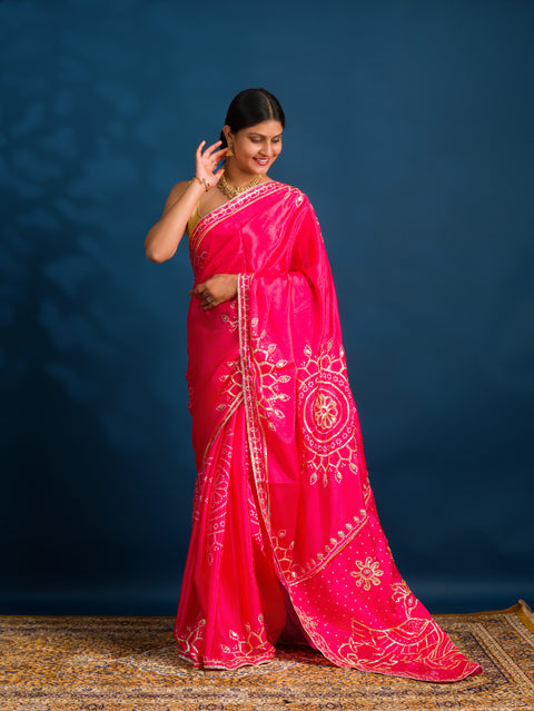 By Gaji Bandhani Saree With Wedding  Wear