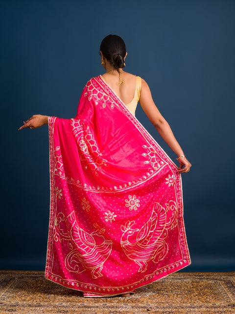 By Gaji Bandhani Saree With Wedding  Wear