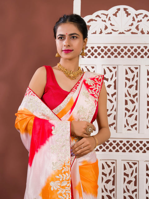 By Faag Saree With Gotapatti Work 