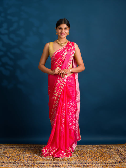 By Gaji Bandhani Saree With Wedding  Wear