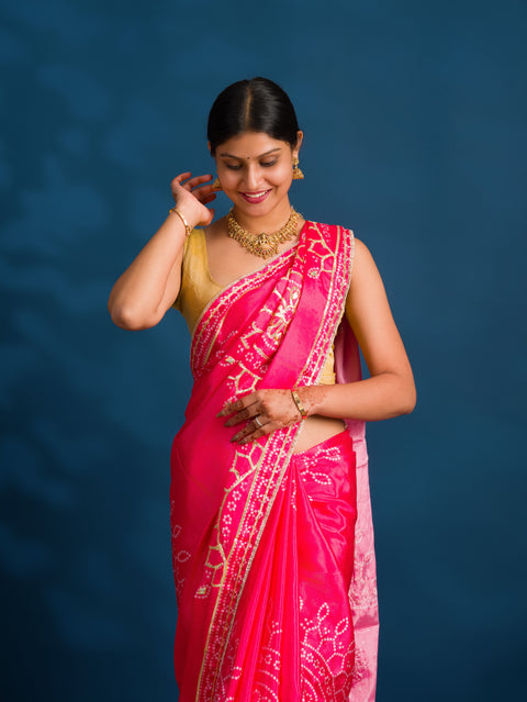 By Gaji Bandhani Saree With Wedding  Wear