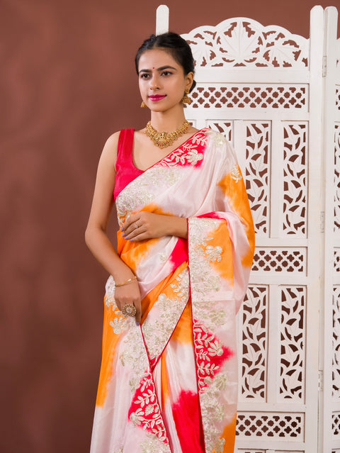 By Faag Saree With Gotapatti Work 