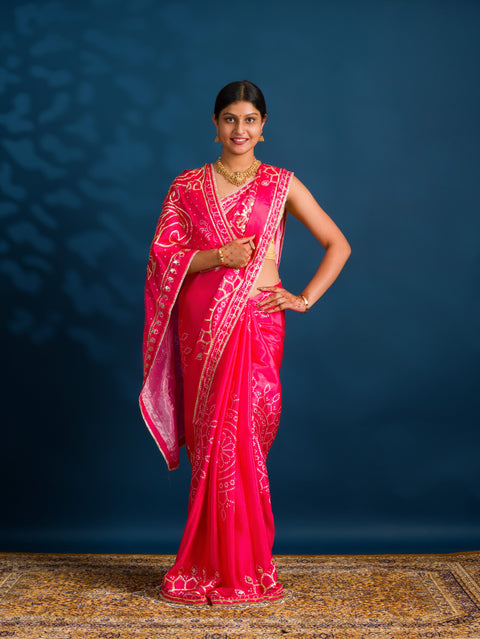 By Gaji Bandhani Saree With Wedding  Wear