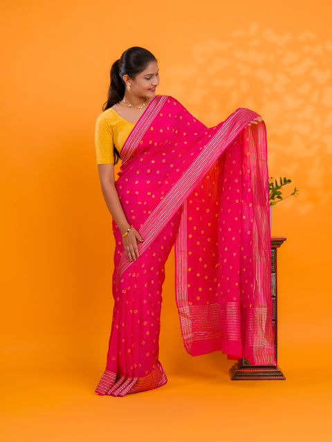 By Bandhani Saree With Traditional Wear