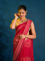 By Bandhani Saree With Traditional Wear