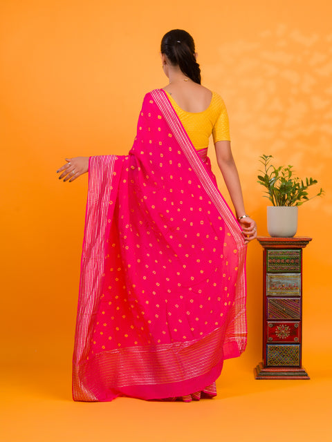 By Bandhani Saree With Traditional Wear