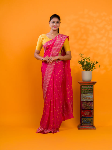 By Bandhani Saree With Traditional Wear