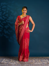 By Bandhani Saree With Traditional Wear