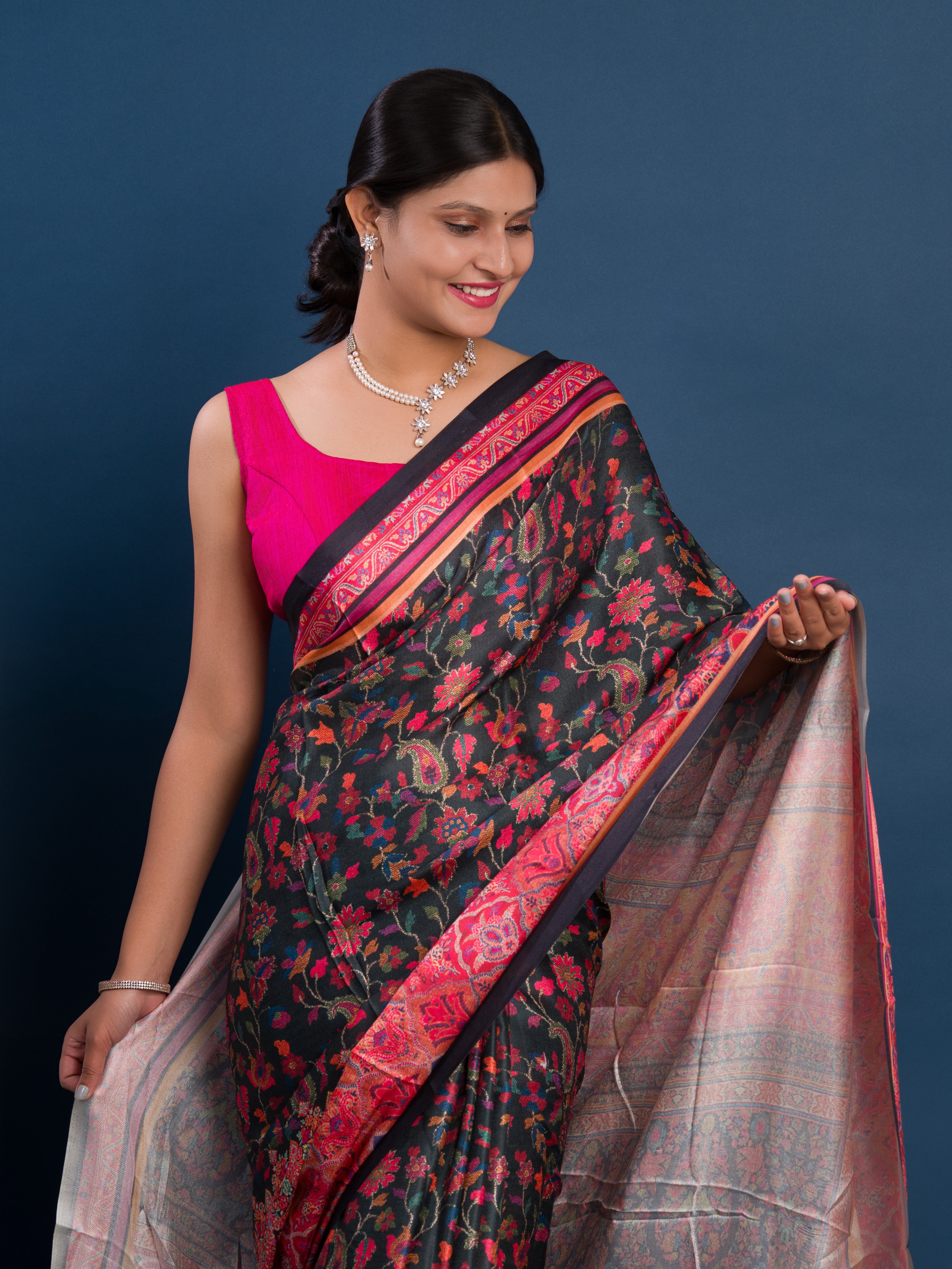 Pashmina Soft Silk Pashmina Style With Digital Print Work Saree under 2000