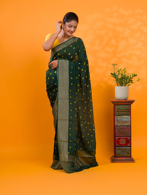KcPc Latest Chinon Silk Bandhani with Zari Border Saree Chand
