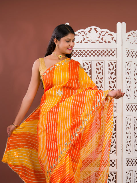 KcPc New Latest Kota doriya Leheriya Style With Gotapatti Work Saree MHS