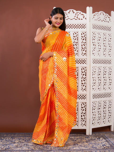 KcPc New Latest Kota doriya Leheriya Style With Gotapatti Work Saree MHS