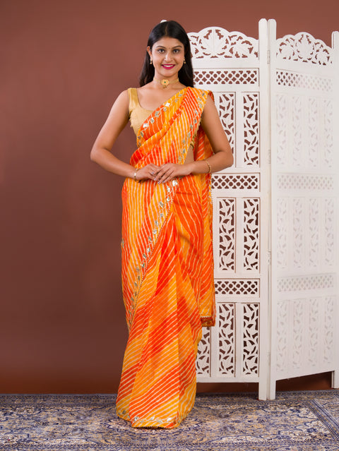 KcPc New Latest Kota doriya Leheriya Style With Gotapatti Work Saree MHS
