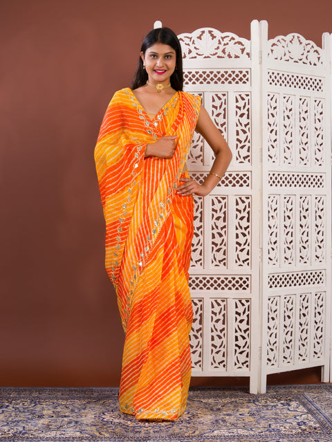 KcPc New Latest Kota doriya Leheriya Style With Gotapatti Work Saree MHS
