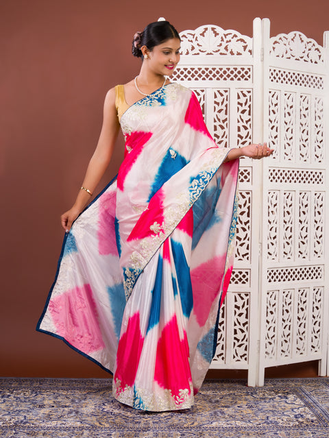 By Faag Saree With Gotapatti Work 