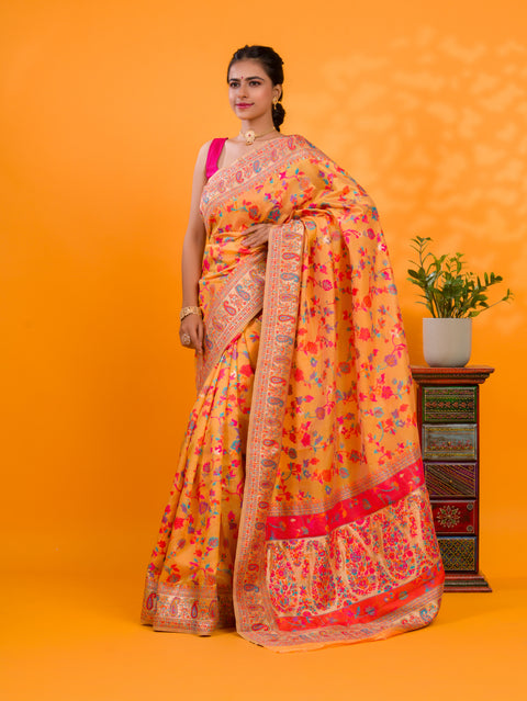 KcPc New special Cotton Silk Kashmiri Style With Meenakari weaving  work Saree SWA